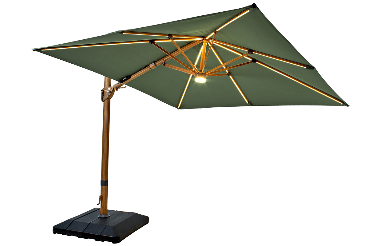 Seychelles 3m Square Cantilever Parasol with Bluetooth Speaker